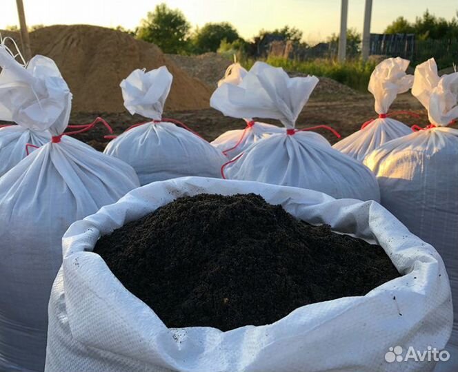 Чернозём,торф в мешках. Бесплатная доставка