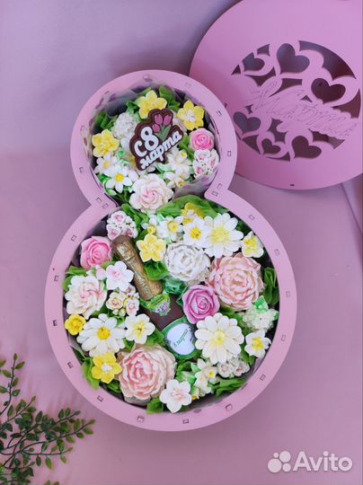 Съедобный букет из зефира к 8 марта