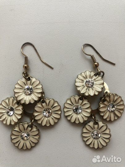 Серьги ажурные, серьги - ромашки