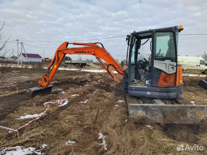 Миниэкскаватор, копка траншей, септик