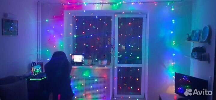 Гирлянда штора с пультом