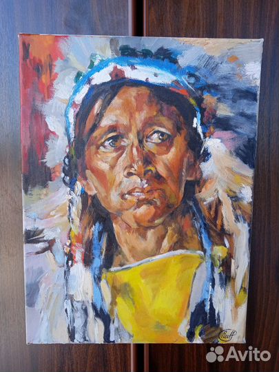 Копия работы Н.И. Фешина. Картина индеец