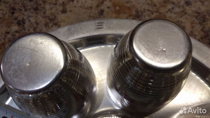 Набор мельхиоровых рюмок на подносе