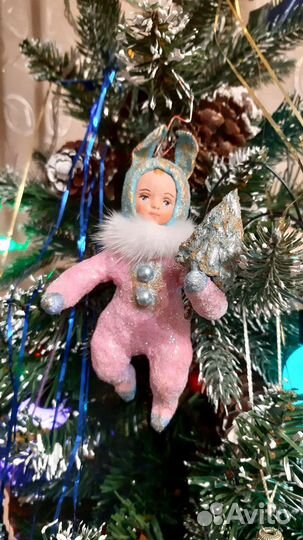 Ватная игрушка Розовая Зайка