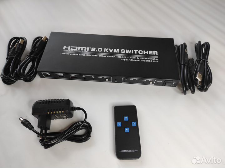 KVM Переключатель hdmi 4х1 + USB Ultra HD V-2.0