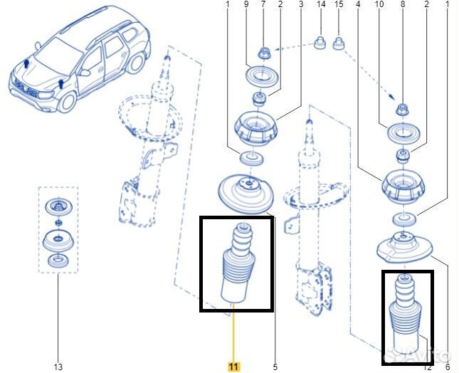 Пыльник и отбойник на стойку Renault Duster HJD