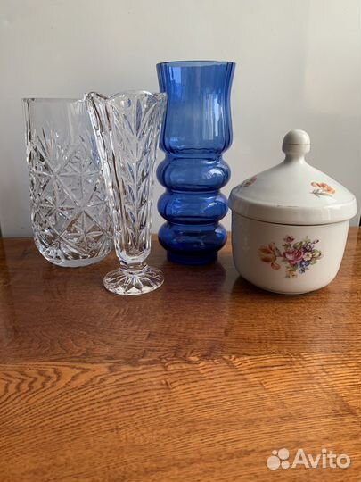 Ваза хрустальная. Сахарница ГДР