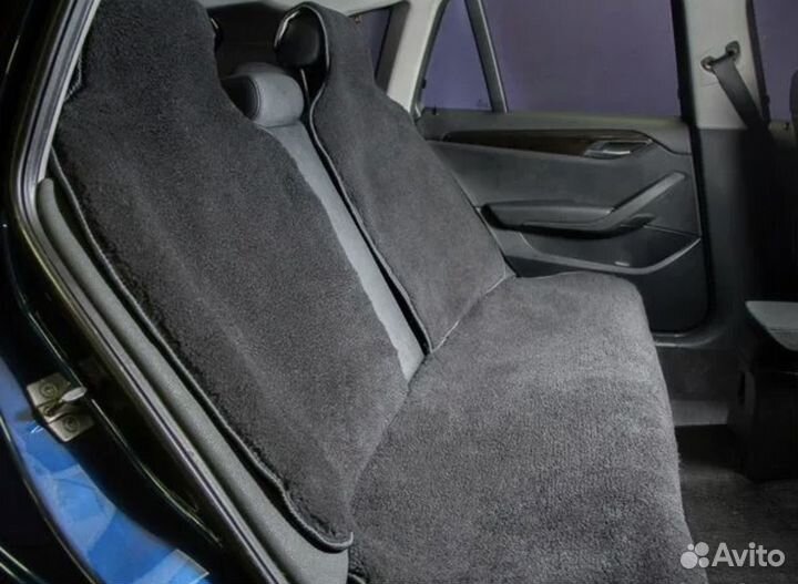 Накидки на сиденья меховые черные зад