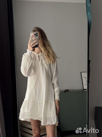 Платье hm из жатого хлопка