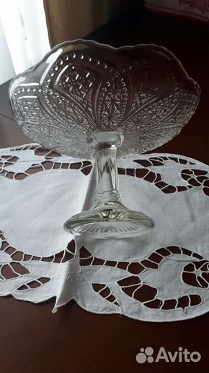 Ваза для фруктов на ножке стекло СССР