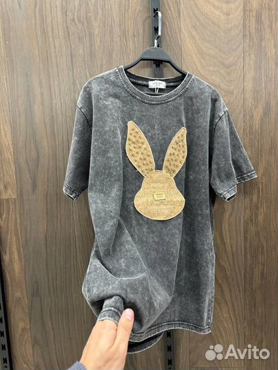 Футболка джинсовая оверсайз со стразами