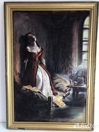 Старинная антикварная картина холст масло