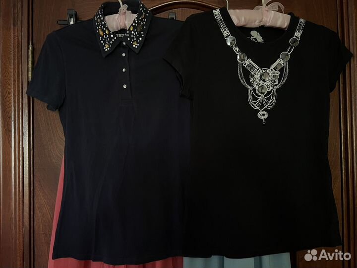 Поло и футболка со стразами и камнями 44