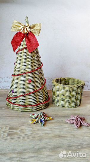 Плетеная корзинка елочка