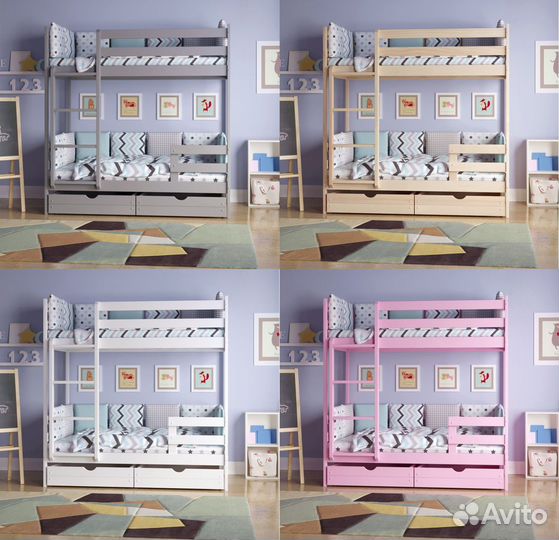 Двухярусная кровать деревянная