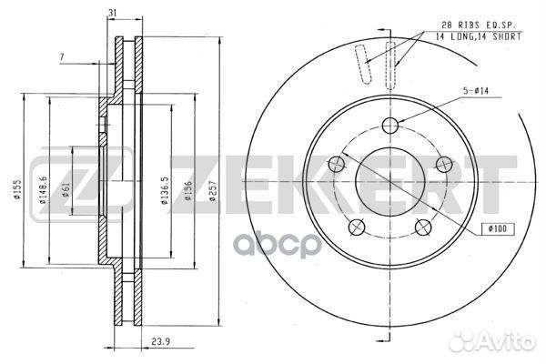 Диск торм. перед. Chrysler Voyager III 95- bs-5