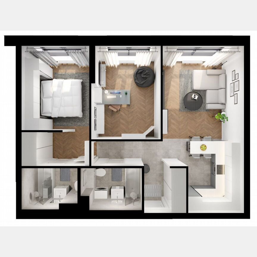 2-к. квартира, 59,2 м², 7/12 эт.