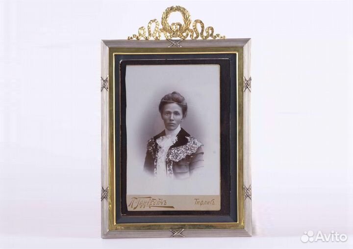Антикварная рамка для фото, серебро, 1895г