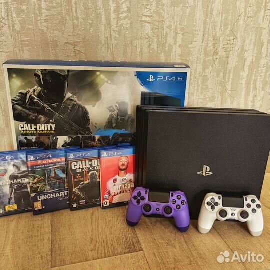 PS4 PRO 1TB (7208B) / 2 джостика/ игры