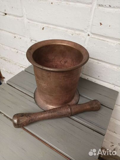 Медная ступка с пестиком. Старинная. 4,2кг