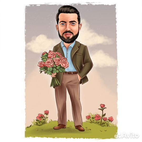 Дружеский шарж, портрет по фото (по шаблону)