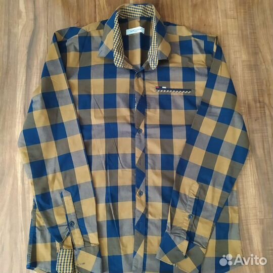 Мужская рубашка в клетку 50-52 размер