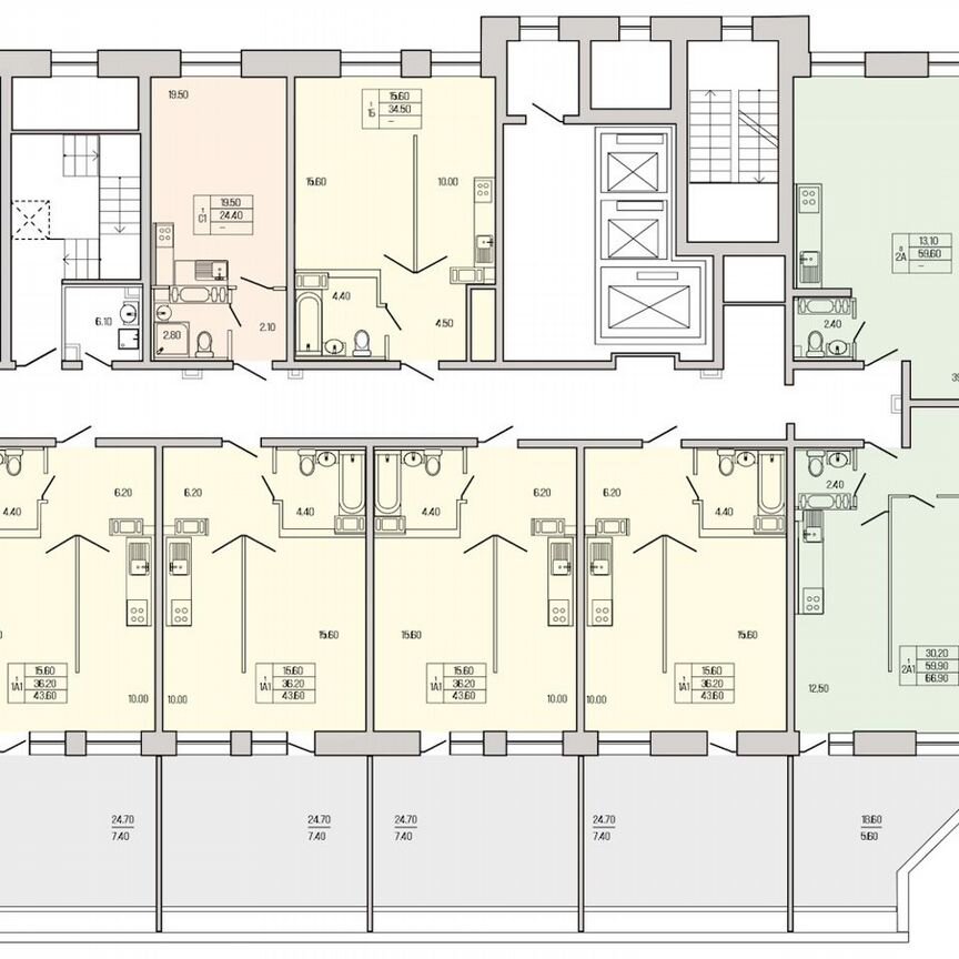 1-к. квартира, 43,6 м², 1/19 эт.