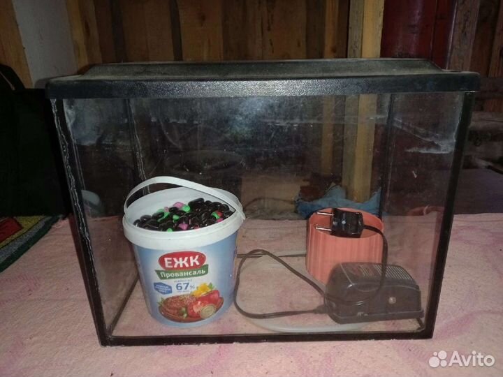 Аквариум с камнями и фильтром