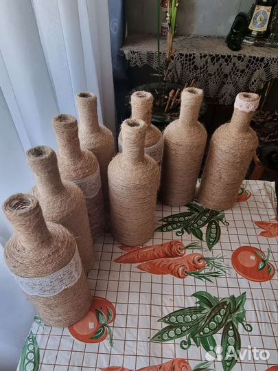 Декоративные бутылки и банки в стиле рустик