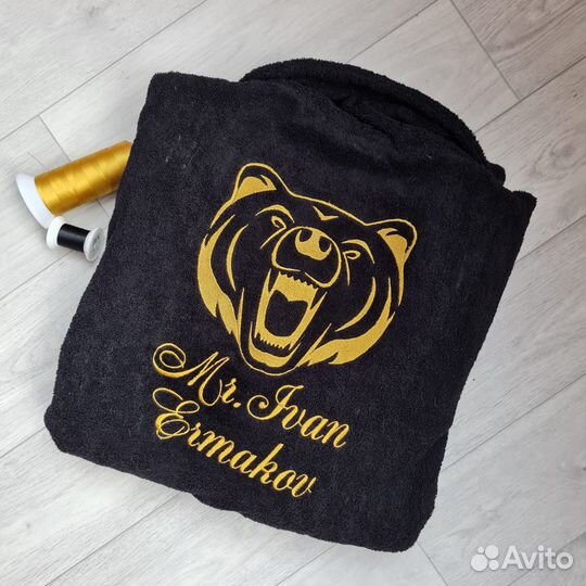 Халат мужской махровый с вышивкой