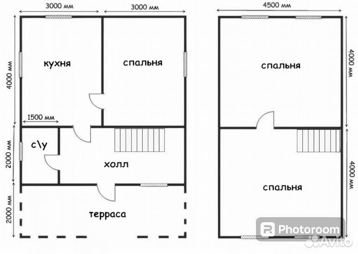 Каркасный двухэтажный дом 6х8м