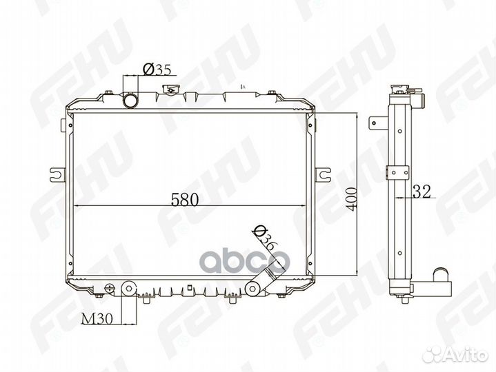 Радиатор охлаждения (сборный) для Hyundai H-100