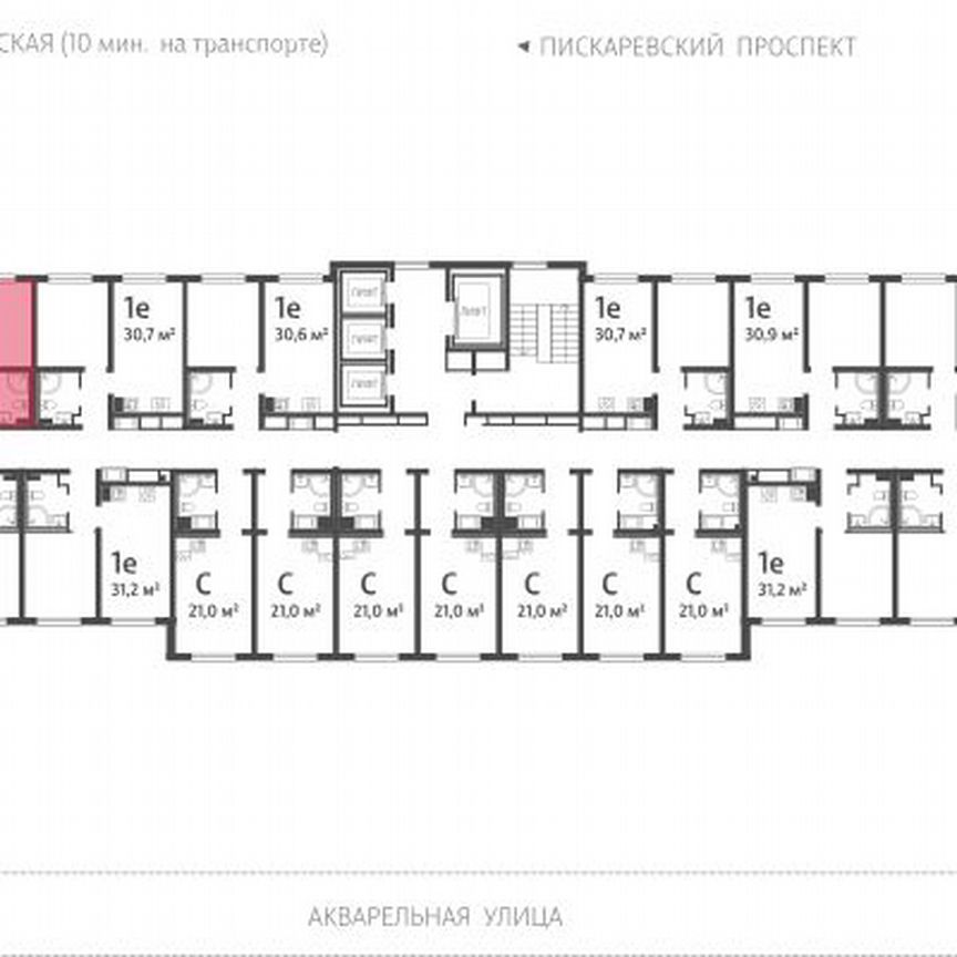 1-к. квартира, 30,6 м², 16/25 эт.