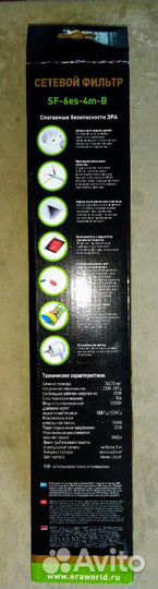 Сетевой фильтр Эра SF-6es-4m-B