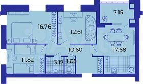 3-к. квартира, 81,4 м², 1/9 эт.