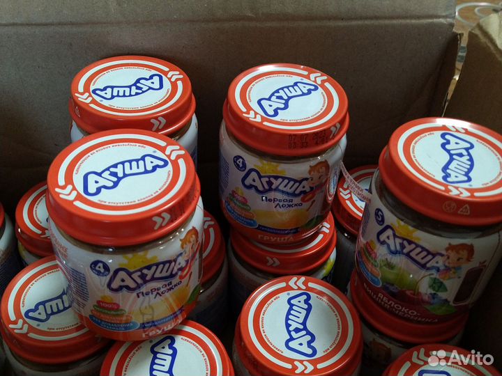 Фруктовое пюре Агуша 20банок и смесь Агуша 2