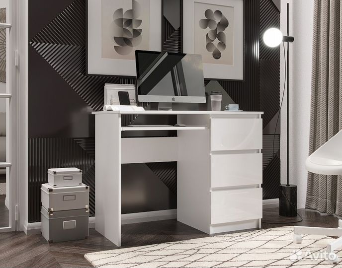 Компьютерный / Письменный Стол Челси (Белый глянец