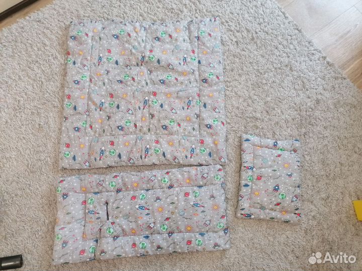 Комплект в коляску подушка матрас одеяло