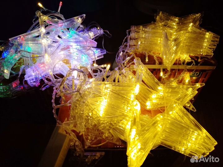Новые гирлянды звезды 3на1