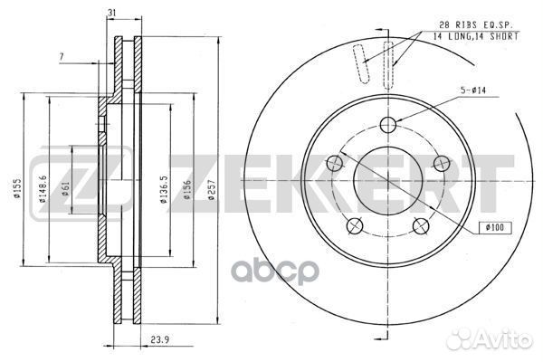 Диск торм. перед. Chrysler Voyager III 95- bs-5