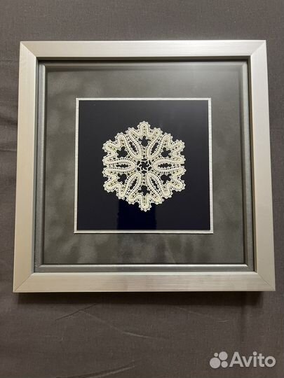 Снежинка ручной работы со стразами картина