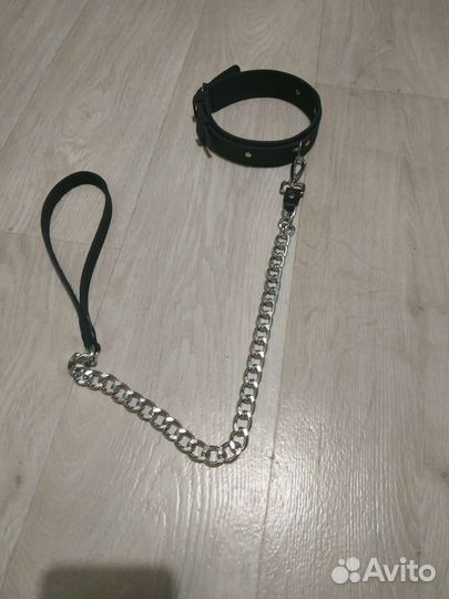 Ошейник с поводком натуральная кожа