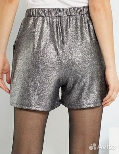 Kiabi шорты чёрные серые с люрексом размеры 42-46