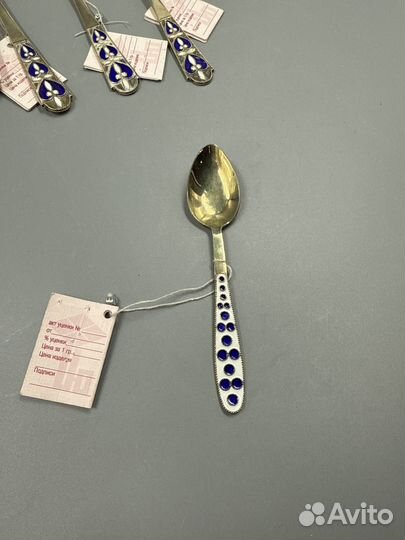 Ложки серебро / позолота / эмаль / 875 проба