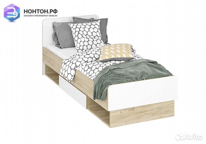 Кровать Мирра с ящиком дуб крафт серый / белый