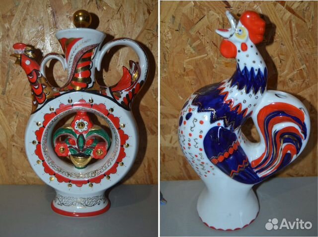 Винтажный кувшин штоф петух и жар птица лфз