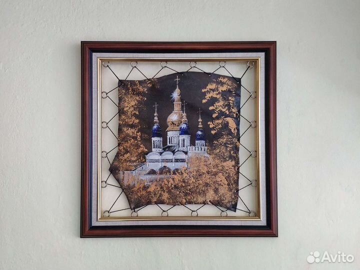 Картина панно на натуральной коже