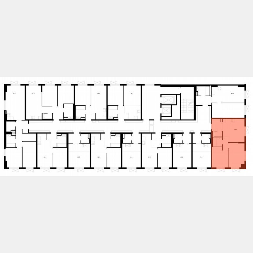 2-к. квартира, 49,7 м², 13/15 эт.