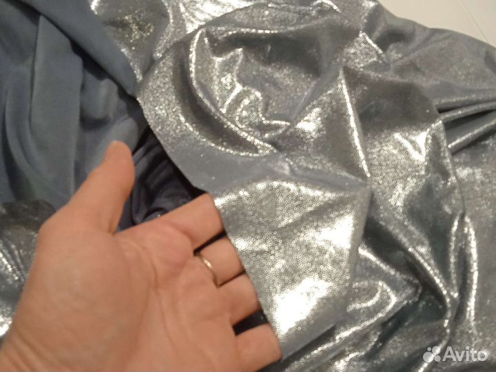 Ткань трикотаж с металлическим блеском отрез