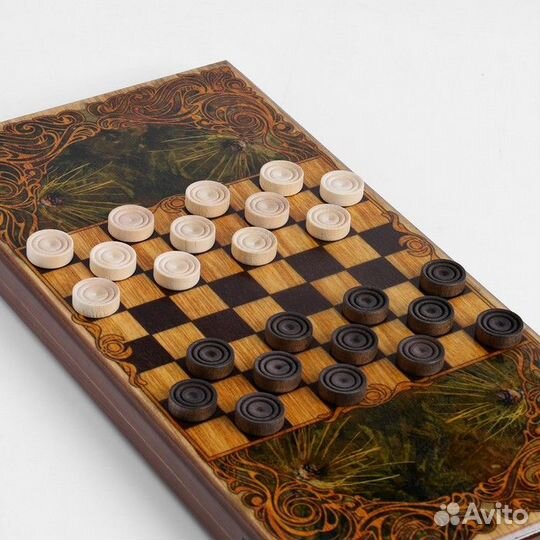 Нарды 'Таежный волк', деревянная доска 50 х 50 см